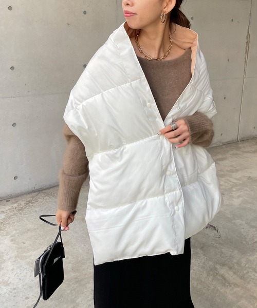 DouDou（ドゥドゥ）の「中綿マフラー（ストール/ショール・レディース・ブラック/アイボリー・FREE）」の14枚目の写真