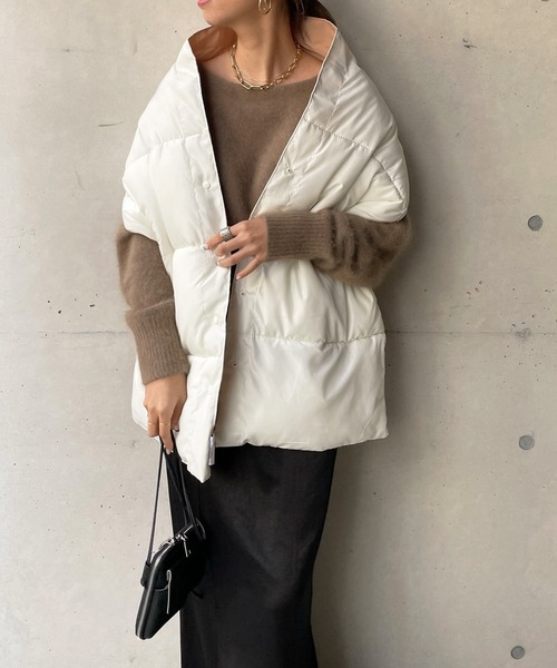 DouDou（ドゥドゥ）の「中綿マフラー（ストール/ショール・レディース・ブラック/アイボリー・FREE）」の20枚目の写真