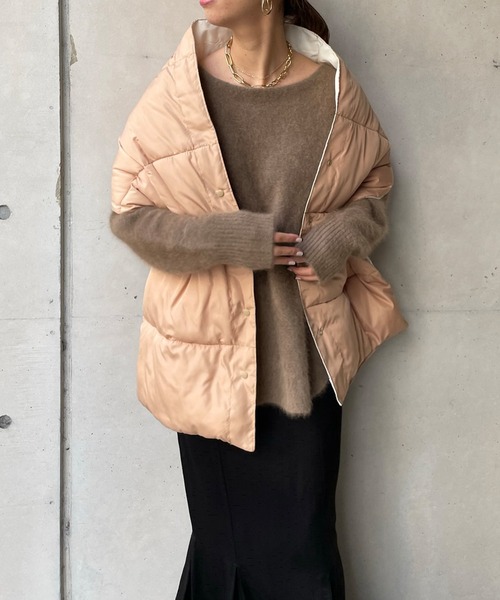 DouDou（ドゥドゥ）の「中綿マフラー（ストール/ショール・レディース・ブラック/アイボリー・FREE）」の16枚目の写真
