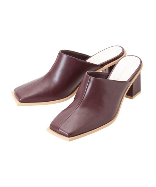 LAGUNAMOON（ラグナムーン）の「フェイクレザースクエアヒールミュールサンダル（サンダル・レディース・アイボリー/バーガンディー・SMALL/MEDIUM）」の3枚目の写真