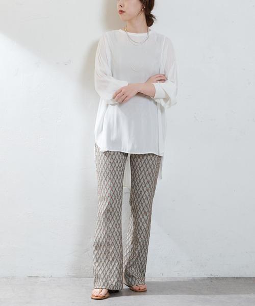 SHENERY（シーナリー）の「バックボタンシアーチュニック（シャツ/ブラウス・レディース・オフホワイト/ミント/ブラック・FREE）」の10枚目の写真