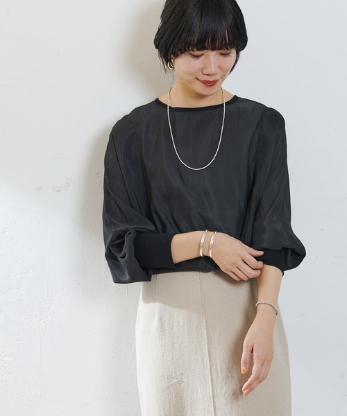 SHENERY（シーナリー）の「バックボタンシアーチュニック（シャツ/ブラウス・レディース・オフホワイト/ミント/ブラック・FREE）」の19枚目の写真