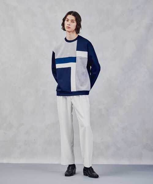 tk.TAKEO KIKUCHI（ティーケータケオキクチ）の「◆ダブルクロス ボックスプリーツパンツ（その他パンツ・メンズ・ブラック/オフホワイト・01/02/03）」の13枚目の写真