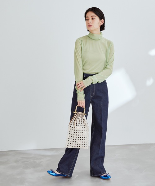 ADAM ET ROPE'（アダムエロペ）の「【サステナブル】デニムスラックス（デニムパンツ・レディース・ネイビー/サックスブルー・38/36/34）」の17枚目の写真