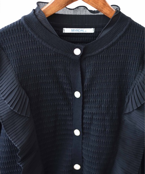 MYRDAL（ミュルダール）の「フリルニットカーディガン（カーディガン/ボレロ・レディース・ホワイト/ブラック/ベージュ・FREE）」の10枚目の写真