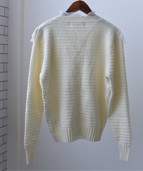 MYRDAL（ミュルダール）の「フリルニットカーディガン（カーディガン/ボレロ・レディース・ホワイト/ブラック/ベージュ・FREE）」の13枚目の写真