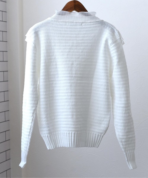 MYRDAL（ミュルダール）の「フリルニットカーディガン（カーディガン/ボレロ・レディース・ホワイト/ブラック/ベージュ・FREE）」の5枚目の写真