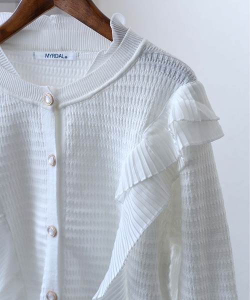 MYRDAL（ミュルダール）の「フリルニットカーディガン（カーディガン/ボレロ・レディース・ホワイト/ブラック/ベージュ・FREE）」の11枚目の写真