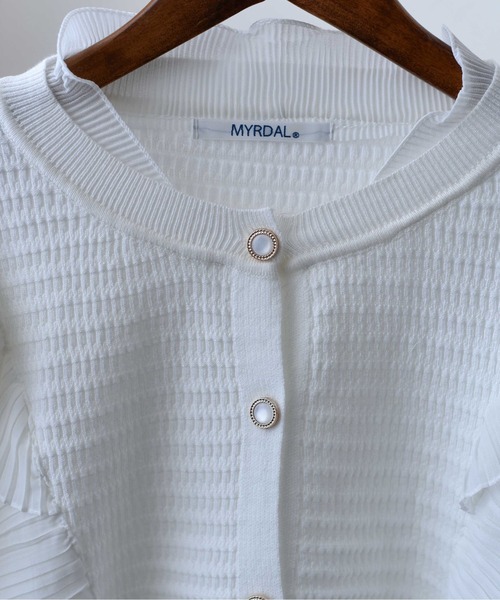 MYRDAL（ミュルダール）の「フリルニットカーディガン（カーディガン/ボレロ・レディース・ホワイト/ブラック/ベージュ・FREE）」の14枚目の写真