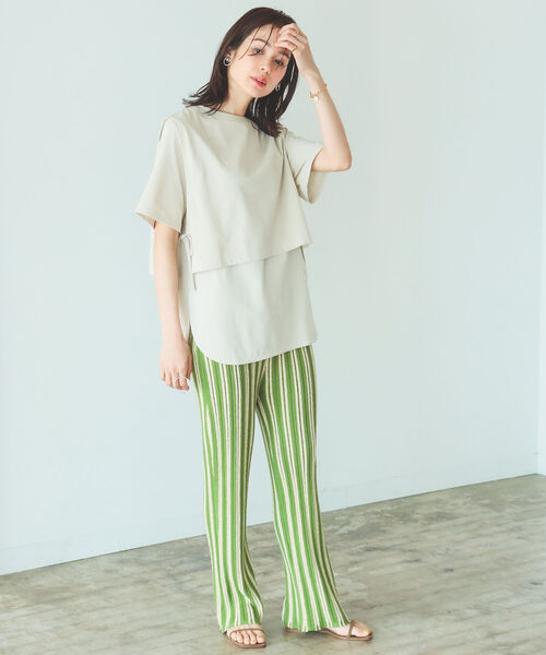 B:MING by BEAMS（ビーミングバイビームス）の「B:MING by BEAMS / ジャカード ニット パンツ 22SS（その他パンツ・レディース・オリーブ系/サックスブルー系・ONE SIZE）」の5枚目の写真