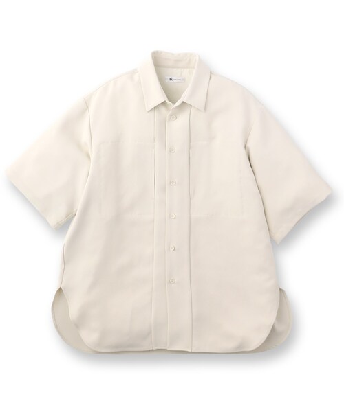 tk.TAKEO KIKUCHI（ティーケータケオキクチ）の「◆ダブルポケット5分袖ロングシャツ（ユニセックスアイテム）（シャツ/ブラウス・メンズ・アイボリー/ブラック・01/02/03）」の3枚目の写真