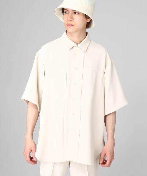 tk.TAKEO KIKUCHI（ティーケータケオキクチ）の「◆ダブルポケット5分袖ロングシャツ（ユニセックスアイテム）（シャツ/ブラウス・メンズ・アイボリー/ブラック・01/02/03）」の8枚目の写真