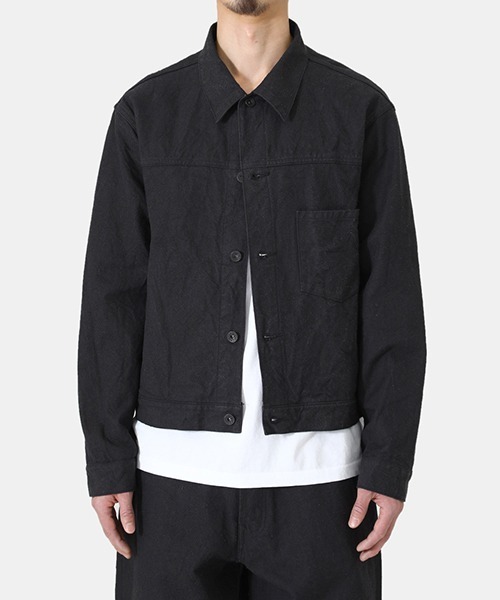 GOLD（ゴールド）の「GOLD / ゴールド：COTTON / SILK NEP TWILL BLOUSE：22A-GL15038[MUS]（デニムジャケット・メンズ・ブラック・L/M）」の18枚目の写真