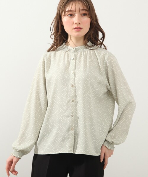DRESKIP（ドレスキップ）の「◆シャ－リングドット柄ブラウス（シャツ/ブラウス・レディース・ライトグリーン系/ホワイト系8/ブラック系5/ライトイエロー系6・02/04/03）」の17枚目の写真