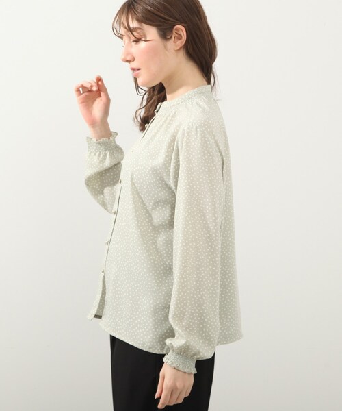 DRESKIP（ドレスキップ）の「◆シャ－リングドット柄ブラウス（シャツ/ブラウス・レディース・ライトグリーン系/ホワイト系8/ブラック系5/ライトイエロー系6・02/04/03）」の21枚目の写真