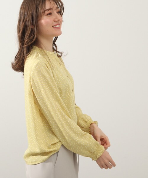 DRESKIP（ドレスキップ）の「◆シャ－リングドット柄ブラウス（シャツ/ブラウス・レディース・ライトグリーン系/ホワイト系8/ブラック系5/ライトイエロー系6・02/04/03）」の8枚目の写真