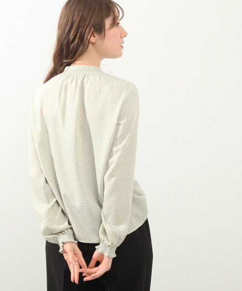 DRESKIP（ドレスキップ）の「◆シャ－リングドット柄ブラウス（シャツ/ブラウス・レディース・ライトグリーン系/ホワイト系8/ブラック系5/ライトイエロー系6・02/04/03）」の10枚目の写真
