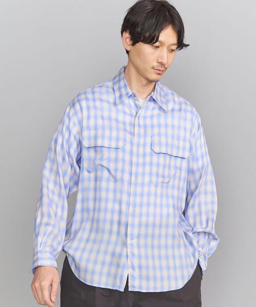 BEAUTY&YOUTH UNITED ARROWS（ビューティーアンドユースユナイテッドアローズ）の「BY ドレープ オンブレチェック シャツ（シャツ/ブラウス・メンズ・ライム/ライトブルー・L/XL/S/M）」の4枚目の写真