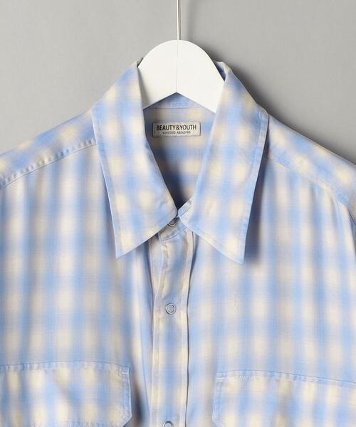 美品BEAUTY&YOUTH UNITED ARROWS オンブレチェックシャツ グリッター オンブレチェック シャツ