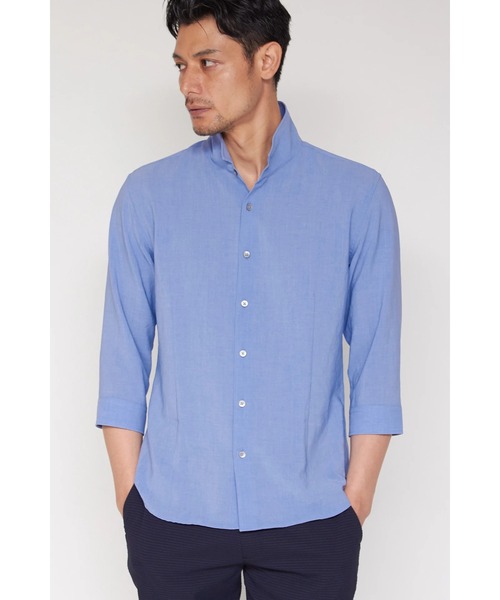 HIGH STREET（ハイストリート）の「HIGH STREET∴リフラクスショートウイング7分袖シャツ（シャツ/ブラウス・メンズ・カーキ/ブルー系2・M/L/LL/S）」の2枚目の写真