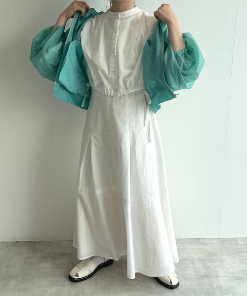 w closet（ダブルクローゼット）の「シアーナイロンドロップショルダーフードZIP（ナイロンジャケット・レディース・オフホワイト/ピンク/ターコイズブルー/ライトベージュ・FREE）」の22枚目の写真