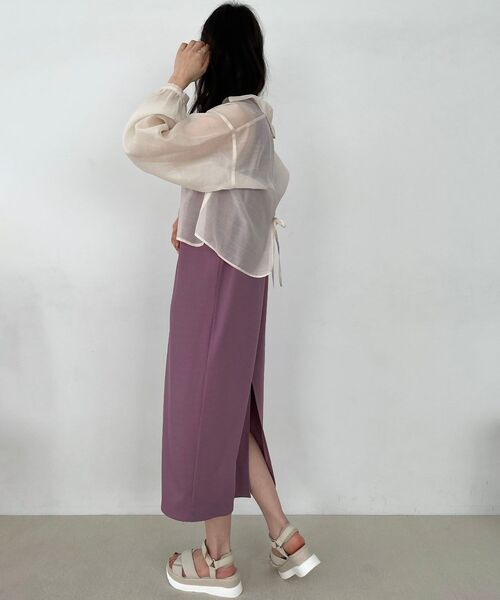 MAJESTIC LEGON（マジェスティックレゴン）の「シャツセットカットワンピース（ワンピース・レディース・ブルー/アイボリー/オフホワイト・MEDIUM）」の5枚目の写真