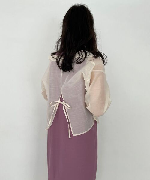 MAJESTIC LEGON（マジェスティックレゴン）の「シャツセットカットワンピース（ワンピース・レディース・ブルー/アイボリー/オフホワイト・MEDIUM）」の9枚目の写真