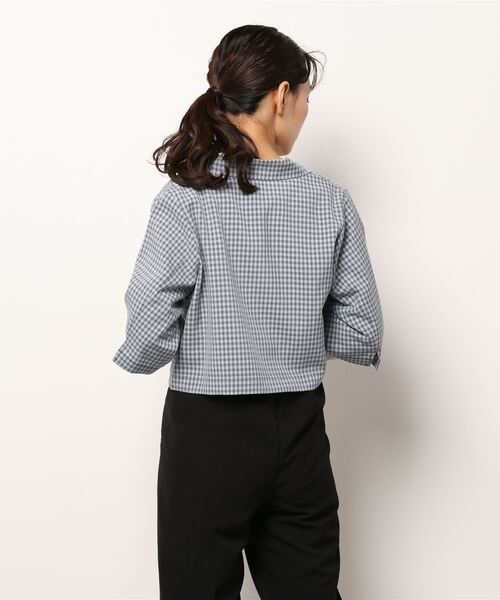 archives(アルシーヴ)の「【setupにも】チェックショートシャツジャケット(テーラードジャケット・レディース・ベージュ/ネイビー/グリーン・MEDIUM)」の5枚目の写真