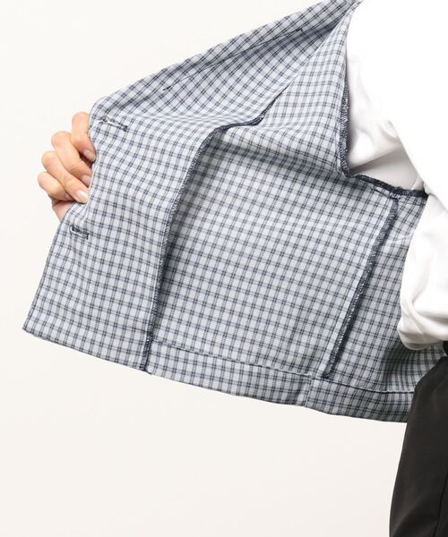 archives(アルシーヴ)の「【setupにも】チェックショートシャツジャケット(テーラードジャケット・レディース・ベージュ/ネイビー/グリーン・MEDIUM)」の6枚目の写真