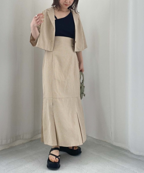 archives(アルシーヴ)の「【setupにも】チェックショートシャツジャケット(テーラードジャケット・レディース・ベージュ/ネイビー/グリーン・MEDIUM)」の13枚目の写真