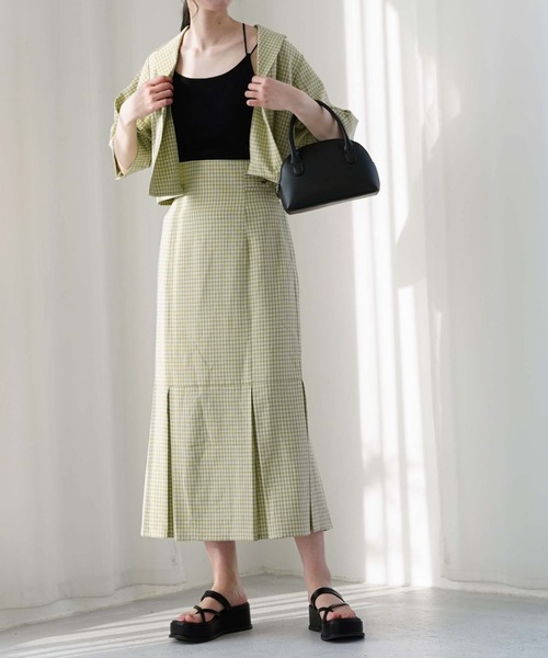 archives(アルシーヴ)の「【setupにも】チェックショートシャツジャケット(テーラードジャケット・レディース・ベージュ/ネイビー/グリーン・MEDIUM)」の9枚目の写真