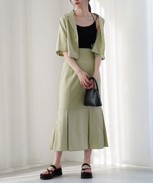 archives(アルシーヴ)の「【setupにも】チェックショートシャツジャケット(テーラードジャケット・レディース・ベージュ/ネイビー/グリーン・MEDIUM)」の10枚目の写真