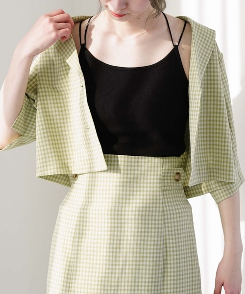 archives(アルシーヴ)の「【setupにも】チェックショートシャツジャケット(テーラードジャケット・レディース・ベージュ/ネイビー/グリーン・MEDIUM)」の8枚目の写真