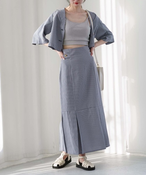 archives(アルシーヴ)の「【setupにも】チェックショートシャツジャケット(テーラードジャケット・レディース・ベージュ/ネイビー/グリーン・MEDIUM)」の19枚目の写真