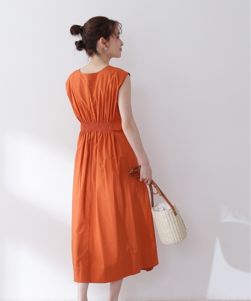 N.(N. Natural Beauty Basic)(エヌエヌナチュラルビューティーベーシック)の「【S Size Line】◆ウエストタック脇ボタンノースリーブワンピース(ワンピース・レディース・オレンジ/クリーム/モカ・SMALL/MEDIUM)」の10枚目の写真