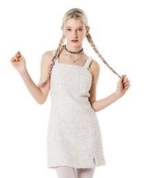 runningHIGH（ランニングハイ）の「【RUNNING HIGH 】フリンジポイント ツイードスリーブレスワンピース / FRINGE POINT TWEED SLEEVELESS DRESS（ドレス）」