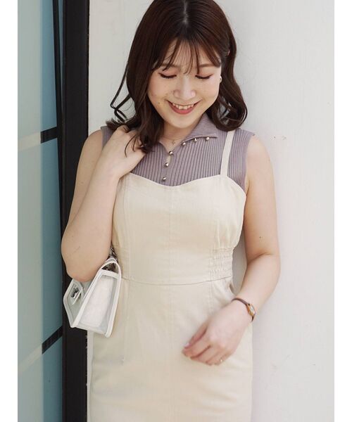 MERCURYDUO（マーキュリーデュオ）の「サイドシャーリングタイトジャンスカ（ジャンパースカート・レディース・インディゴブルー/ブラウン/アイボリー・SMALL/MEDIUM）」の20枚目の写真