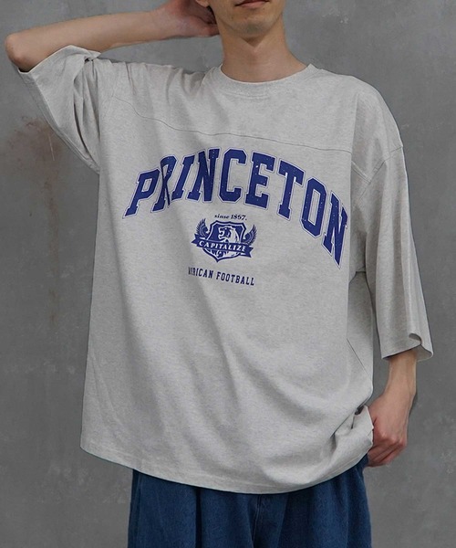 JOKER（ジョーカー）の「フットボール プリント 半袖 Tシャツ 秋服（Tシャツ/カットソー・メンズ・ブラック/ネイビー/オフホワイト/オレンジ/グリーン/オートミール・M/L）」の4枚目の写真