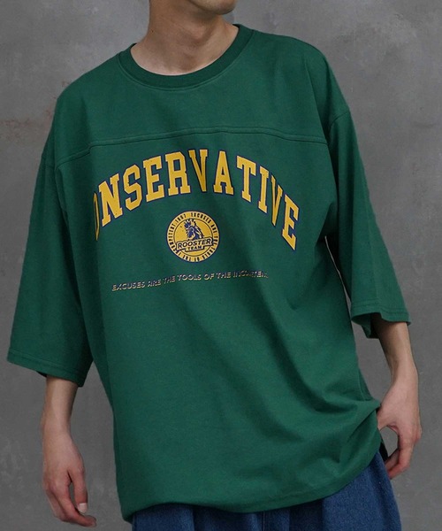 JOKER（ジョーカー）の「フットボール プリント 半袖 Tシャツ 秋服（Tシャツ/カットソー・メンズ・ブラック/ネイビー/オフホワイト/オレンジ/グリーン/オートミール・M/L）」の5枚目の写真