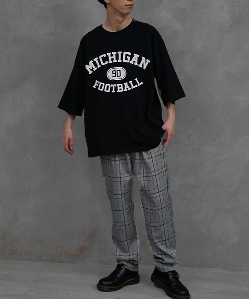 JOKER（ジョーカー）の「フットボール プリント 半袖 Tシャツ 秋服（Tシャツ/カットソー・メンズ・ブラック/ネイビー/オフホワイト/オレンジ/グリーン/オートミール・M/L）」の13枚目の写真