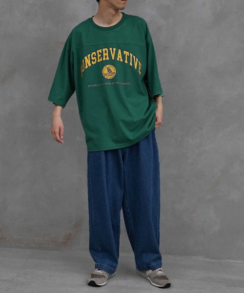 JOKER（ジョーカー）の「フットボール プリント 半袖 Tシャツ 秋服（Tシャツ/カットソー・メンズ・ブラック/ネイビー/オフホワイト/オレンジ/グリーン/オートミール・M/L）」の21枚目の写真