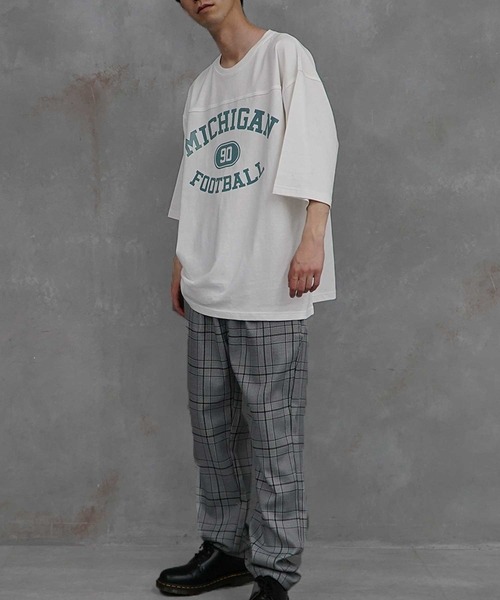 JOKER（ジョーカー）の「フットボール プリント 半袖 Tシャツ 秋服（Tシャツ/カットソー・メンズ・ブラック/ネイビー/オフホワイト/オレンジ/グリーン/オートミール・M/L）」の9枚目の写真