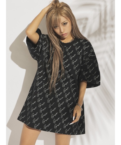 EGOIST（エゴイスト）の「総ロゴプリントオーバーT（Tシャツ/カットソー・レディース・ホワイト/ブラック・FREE）」の2枚目の写真