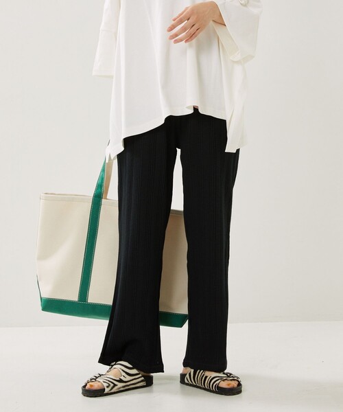 FREAK'S STORE（フリークスストア）の「スラブリブワイドパンツ（その他パンツ・レディース・ブラック/イエロー/グリーン/ピンク・ﾌﾘ-）」の2枚目の写真