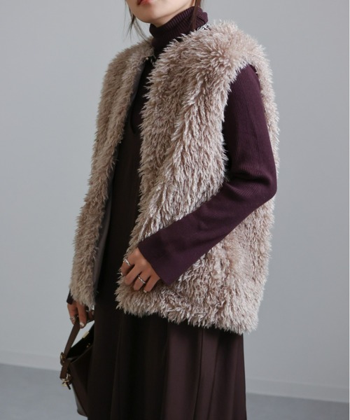 sakishimatokyo(サキシマトーキョー)の「ファーベスト/ジレ(ベスト・レディース・アイボリー/ブラック/ブラウン・FREE)」の3枚目の写真