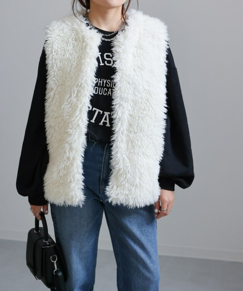 sakishimatokyo(サキシマトーキョー)の「ファーベスト/ジレ(ベスト・レディース・アイボリー/ブラック/ブラウン・FREE)」の10枚目の写真