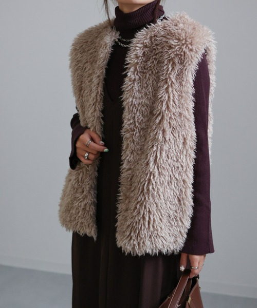 sakishimatokyo(サキシマトーキョー)の「ファーベスト/ジレ(ベスト・レディース・アイボリー/ブラック/ブラウン・FREE)」の16枚目の写真