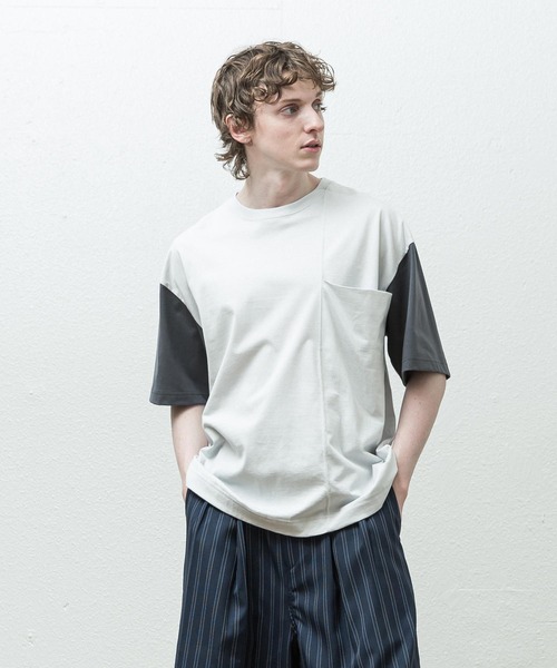 SLICK(スリック)の「マルチポケットスウィッチTシャツ(Tシャツ/カットソー・メンズ・ブラック/グリーン/アイボリー・1/2/3)」の2枚目の写真