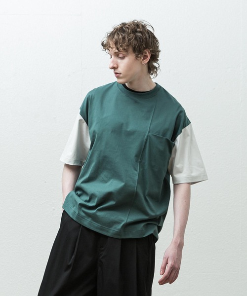 SLICK(スリック)の「マルチポケットスウィッチTシャツ(Tシャツ/カットソー・メンズ・ブラック/グリーン/アイボリー・1/2/3)」の19枚目の写真