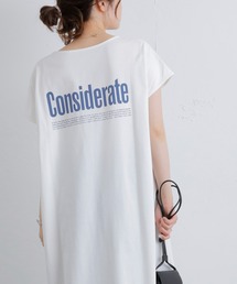 PUAL CE CIN | 擬麻加工プリントカットソーワンピース(ワンピース)